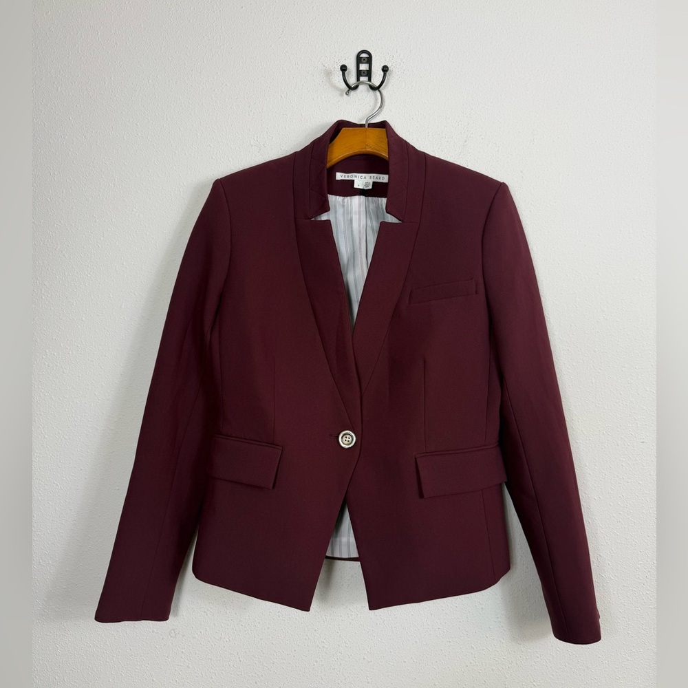 Veronica Beard Farley Stand Collar Blazer in Merlot Sz 6 - Picture 4 of 9